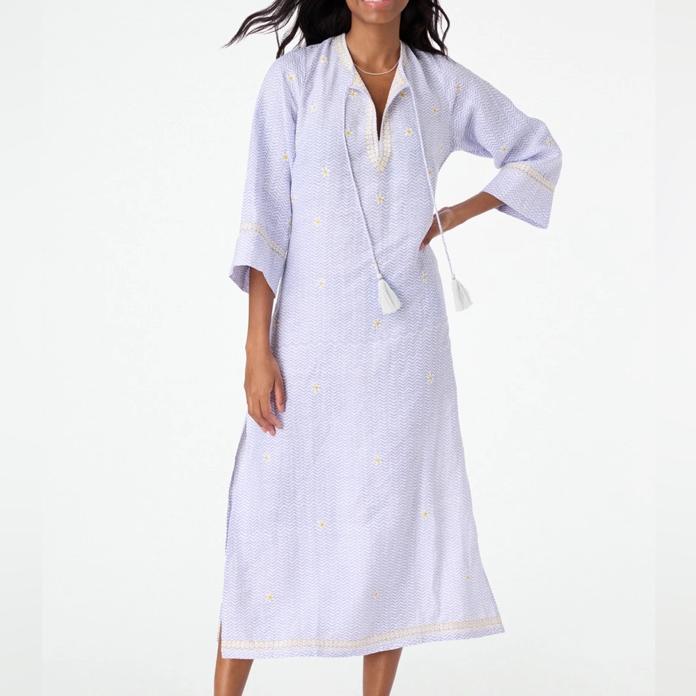Roller Rabbit Lavender Maxi Dress with Embroidered Daisies